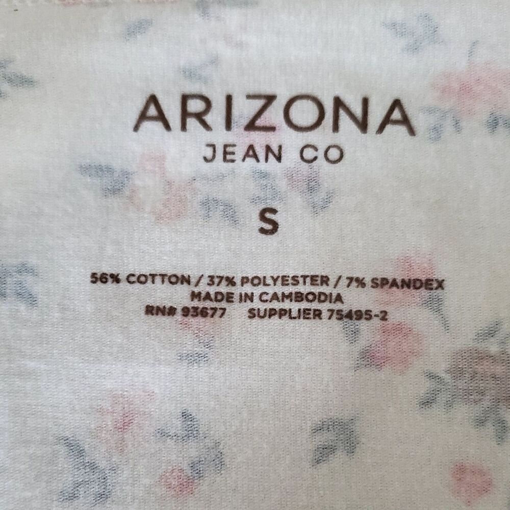 NWT Arizona Jean Company Top Women's Small Cream Pink Green Cropped Shirt Y2K - Picture 4 of 6